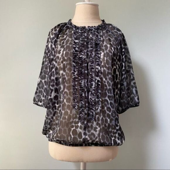 Express Sheer Animal Print Blouse Top - Picture 1 of 13